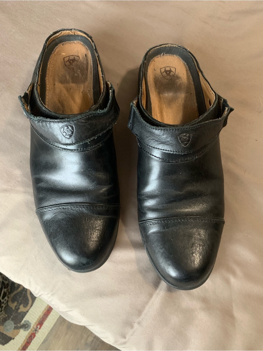 Ariat Black Leather Slip-On Clogs with Strap